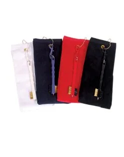 On Course PREMIUM TRIFOLD TOWEL WITH BRUSH BLACK